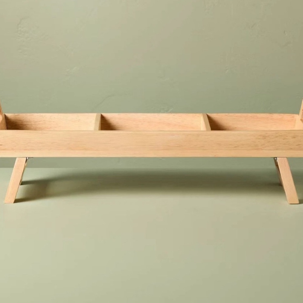 Hearth & Hand with Magnolia Foldable Wood Serving Tray 19” Brown Portable Table